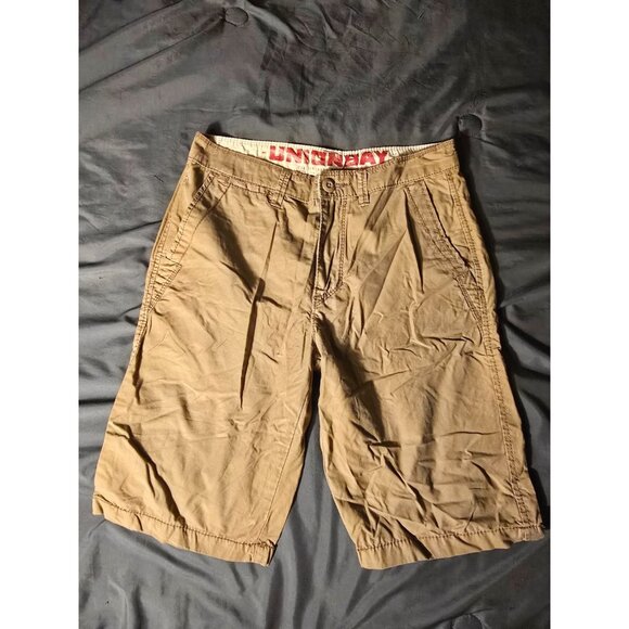 UnionBay Mens Teens 30 Waist Bermuda Shorts Flat Front Longer Length - Picture 1 of 2